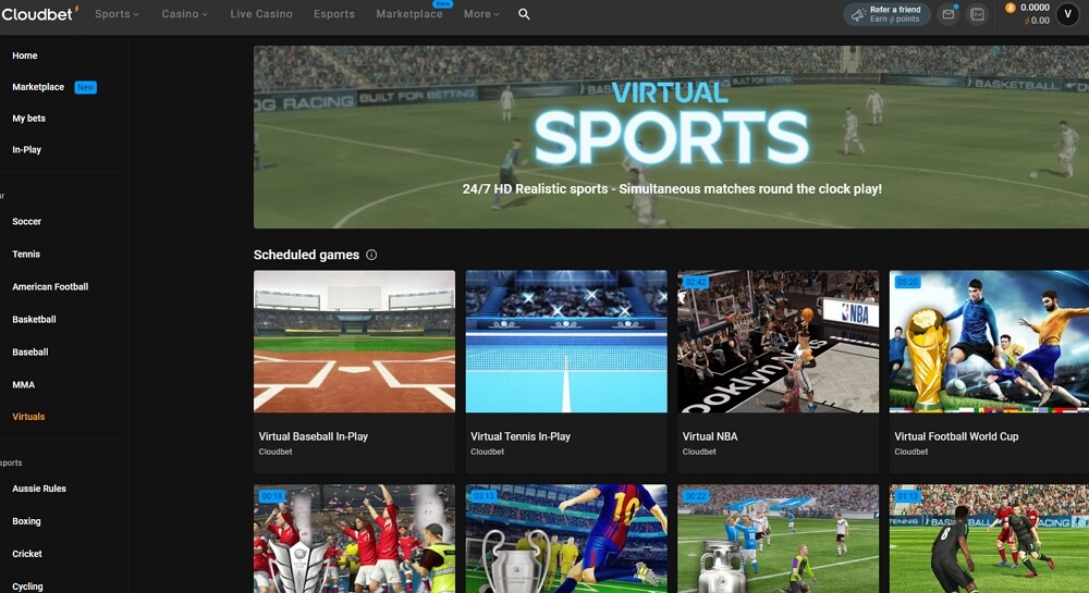 Cloudbet offer various virtual soccer games.